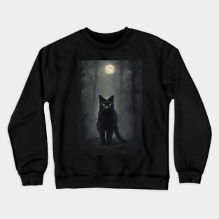 Black Cat in a Dark Forest Vintage Crewneck Sweatshirt